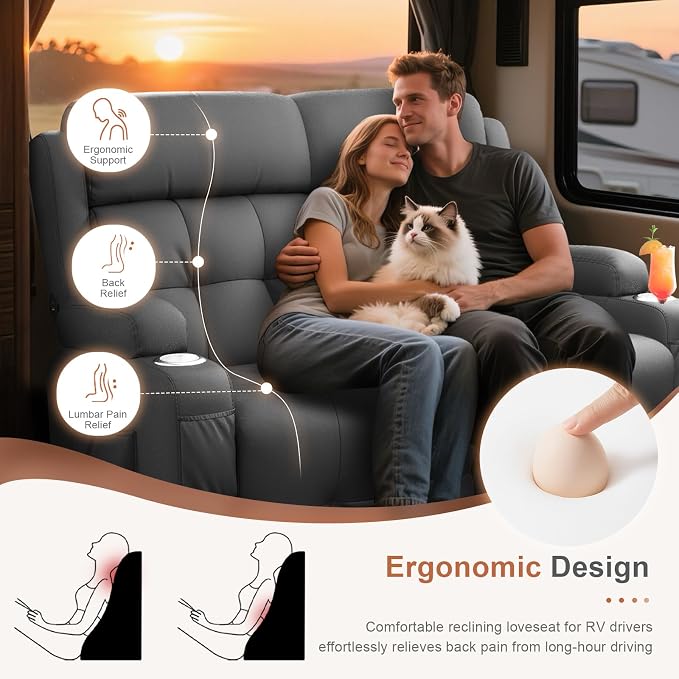 Home Theater Seating Loveseat Recliner Sofa, Wall-Hugger Reclining Couch - Image 6