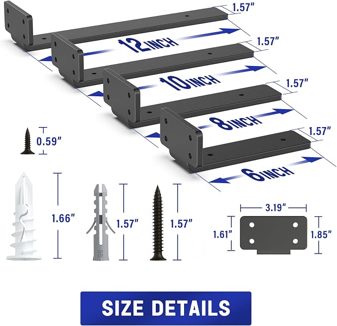 Goovilla Shelf Bracket, Heavy Duty Floating Shelf Brackets 6 inch Long - Image 4