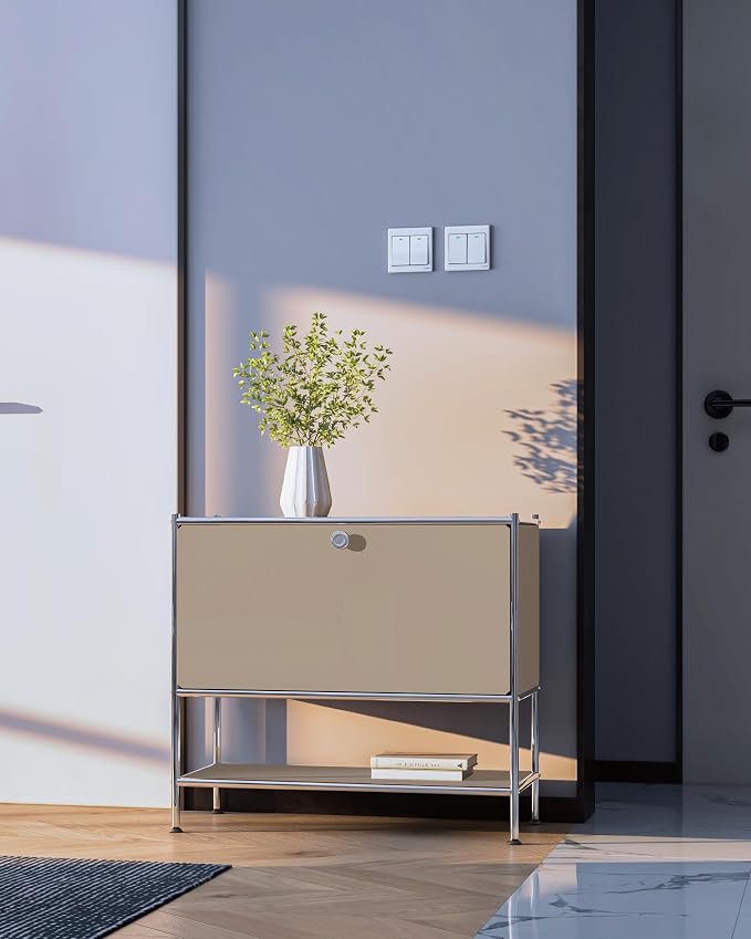 Metal Sidetable with Flap Door, 27.5" Height - Image 7