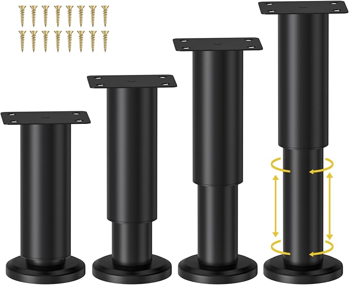 Wlrrcwdttc 4 Pcs Metal Adjustable Furniture Legs 4.72-7.08 inch, Adjustable by Wlrrcwdttc