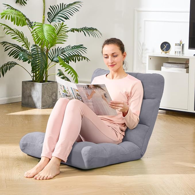 Folding Floor Gaming Chair 14-Poistion Cushioned Adjustable Floor Lazy Sofa - Image 2