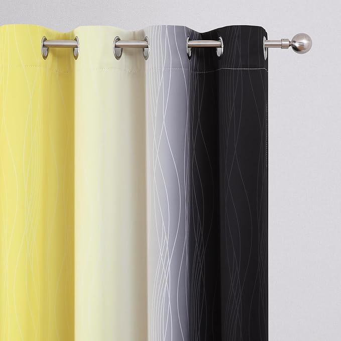 Estelar Textiler Black and Yellow Blackout Curtains 54 Inches Long, Full Light - Image 4