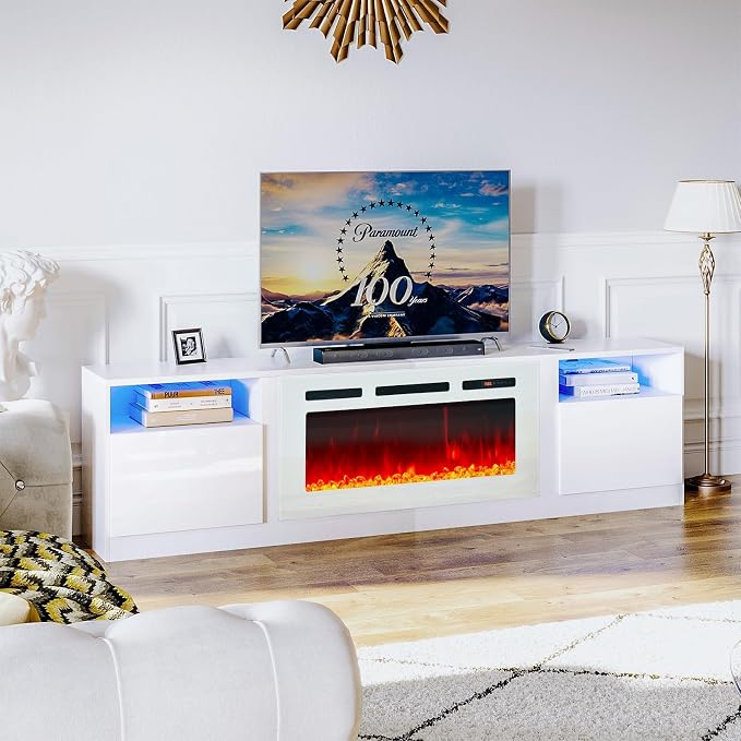 oneinmil 70” TV Stand with 36” Electric Fireplace, Large Modern Media - Image 2
