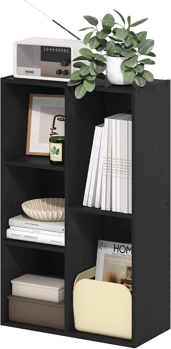 Furinno LUDER Book Shelf, 5-Cube Bookshelf, Reversible Bookcase, 9.4 x 19.5 x by Furinno-FitsYourSpaceFitsYourBudget