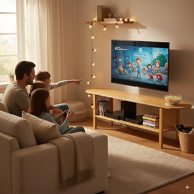 Tiita TV Stand with Storage for TVs up to 65'', Bamboo TV Console Entertainment - Image 3