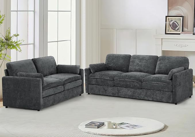 Chenille Upholstered Sofa Set by LESOFAIR