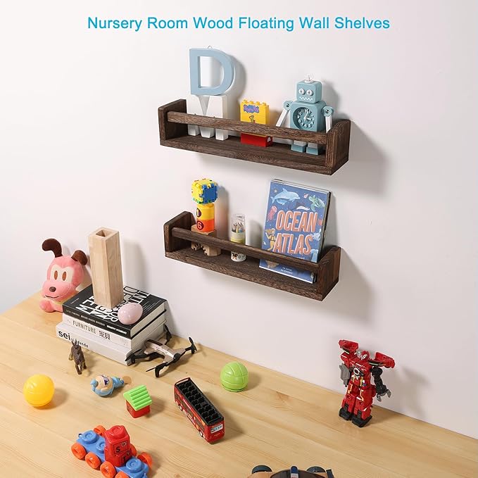 JORIKCHUO Nursery Book Shelves, Kitchen Spice Rack, or Rustic Wall Mounted - Image 5