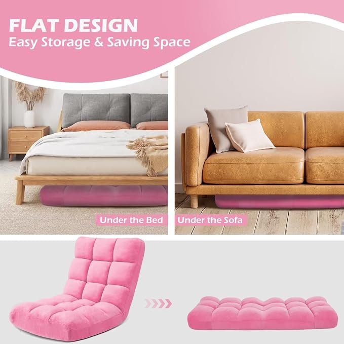 Folding Floor Gaming Chair 14-Poistion Cushioned Adjustable Floor Lazy Sofa - Image 7