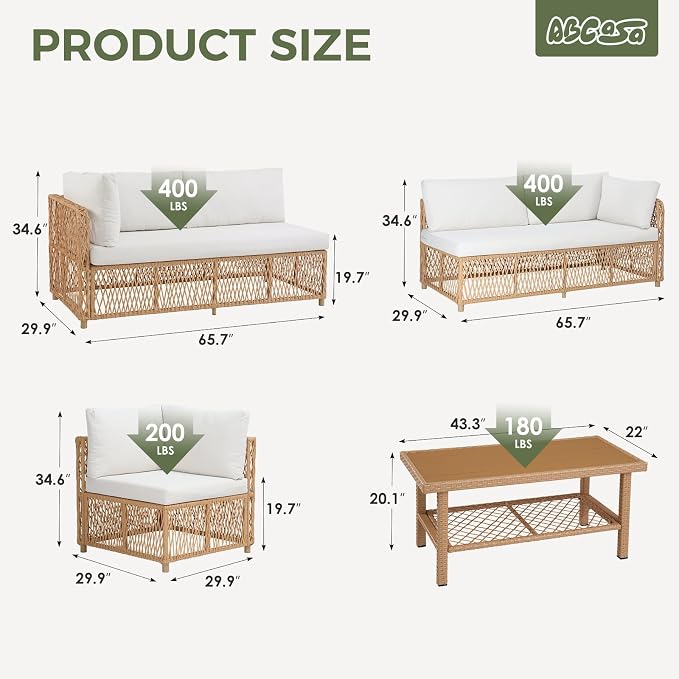 ABCASA Outdoor Patio Sectional Furniture Set - Image 2