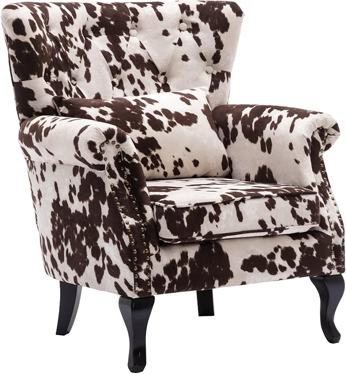 Set of 2 Mid-Century Modern Accent Chair, Velvet Armchair w/Tufted Back/Wood - Image 5