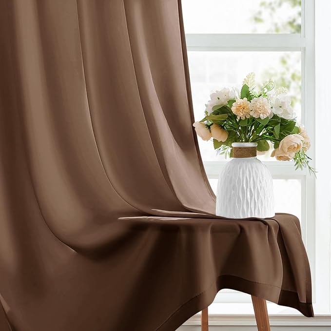 HOMEIDEAS Non-See-Through Brown Privacy Sheer Curtains, 52 X 96 Inches Long 2 - Image 5