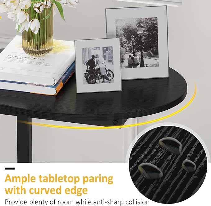 Hosfais Small Side Table End Table, C-Shaped Wood Coffee Table TV Tray - Image 4