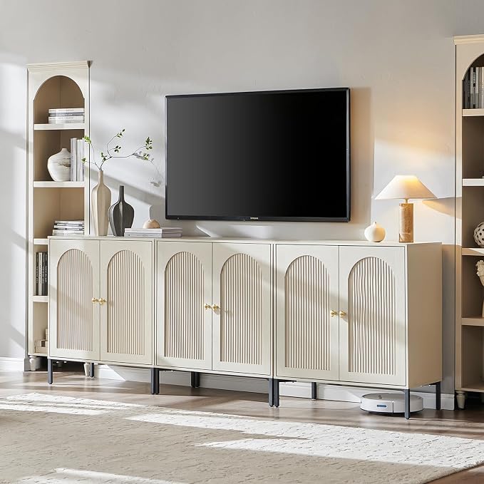 IFBUY Modern Sideboard Buffet Cabinet, 92.63" W Fluted Arched Buffet Cabinet by IFBUYFarmhouseFurniture