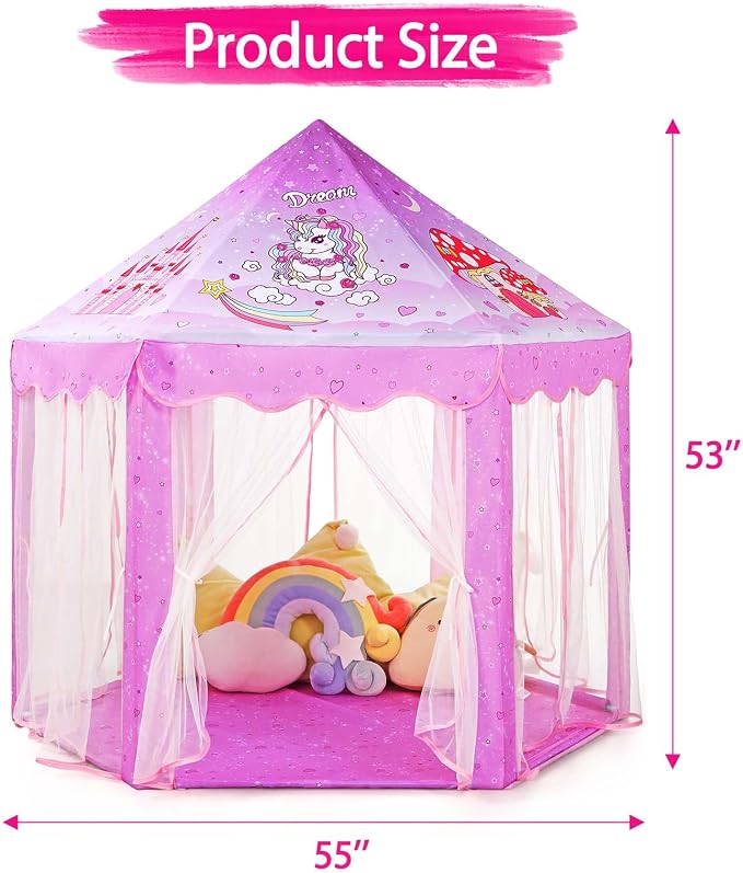 Monobeach Princess Tent Girls Unicorn Large Playhouse Kids Castle Play Tent - Image 7