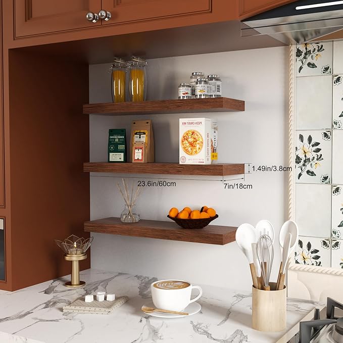 Floating Shelves for Wall, Bathroom Shelves Over Toilet, Wall Shelves & Book - Image 5