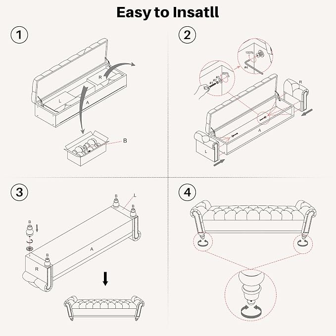 SOFTHION Storage Bench for Bedroom, Upholstered Chenille Storage Ottoman - Image 7