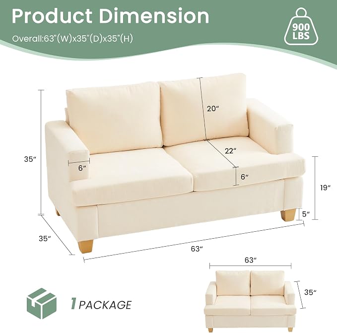YOUDENOVA Sofa, 3 Piece Set Comfy Sofa, 2 Loveseat & 3 Seater Couch - Image 2