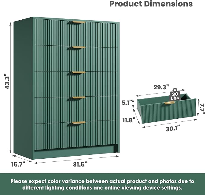 Garvee 5 Drawer Dresser for Bedroom - Image 2
