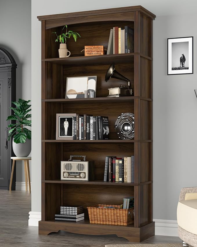 TVU 5-Tier Wooden Bookshelf, 31.5" W x 65" H ×9.9" D Bookshelf - Image 2