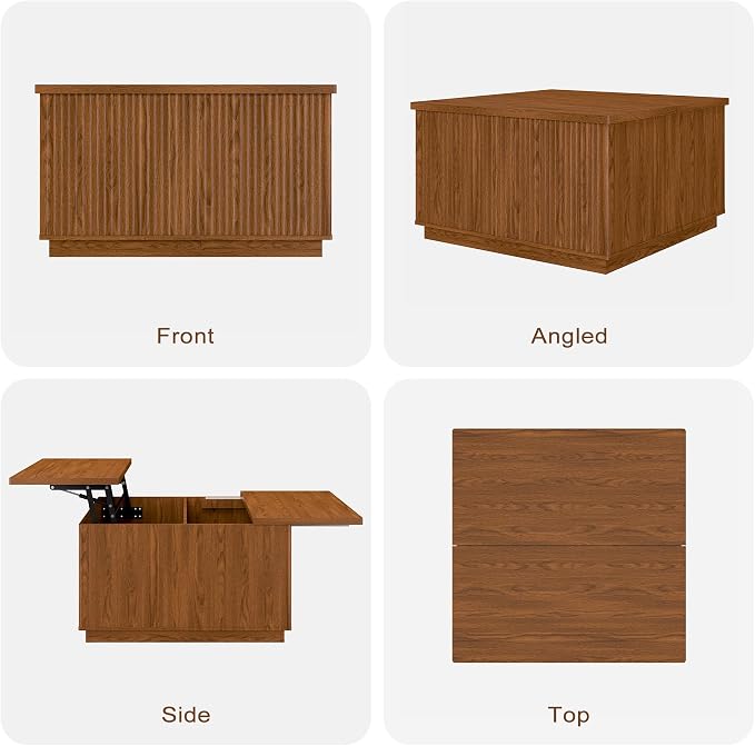 2-Piece Fluted Living Room Set Includes 31.5" Fluted Lift Top Coffee Table - Image 7
