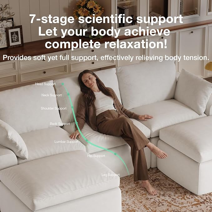 Novilla 104.3" Modular Cloud Couch, Modern Sectional Sofa - Image 7