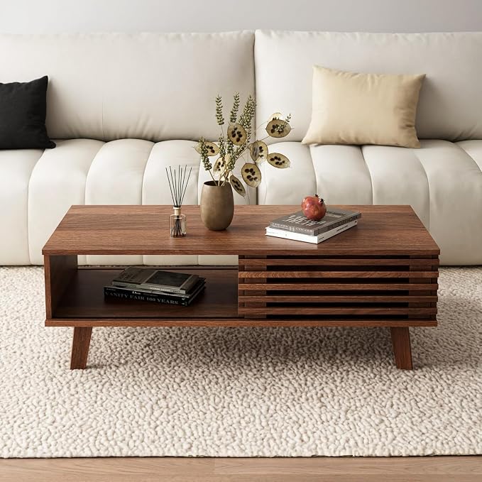 MAISONARIA Living Room Table Sets of 3, Mid Century Coffee Table & End Table - Image 3