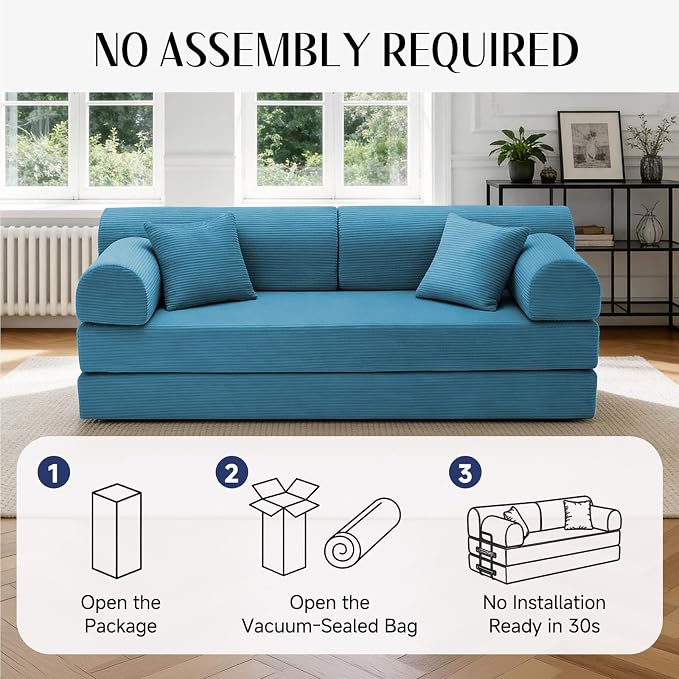 79'' Convertible Sofa Bed, 6 in 1 Folding Floor Futon Couch Sleeper - Image 6
