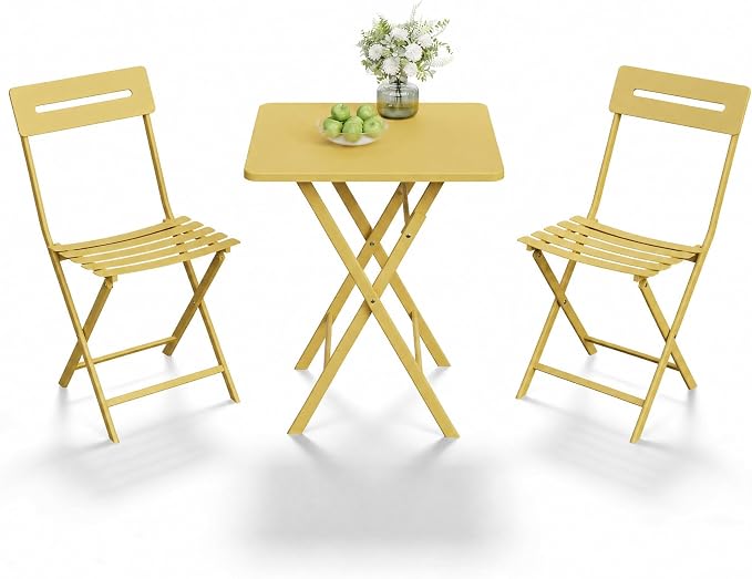 GarveeTech 3-Piece Folding Bistro Set, Heavy Duty Outdoor Patio Furniture - Image 8
