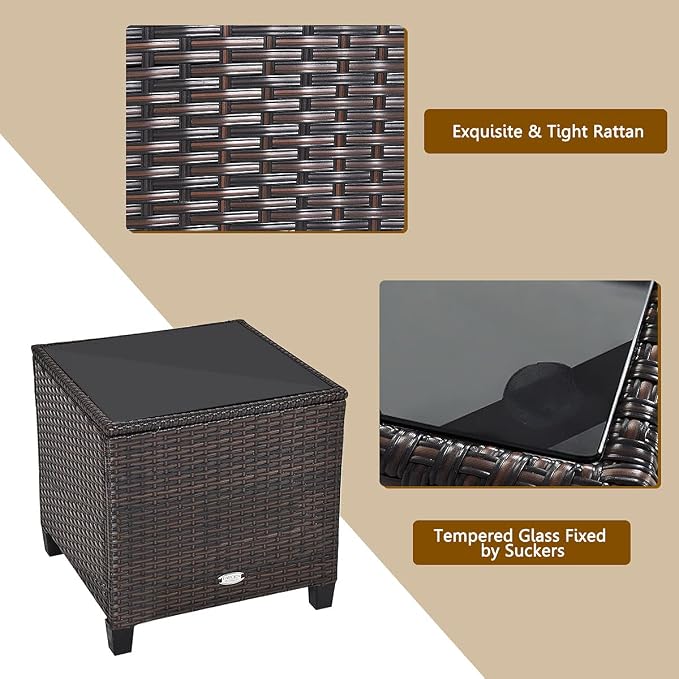 HAPPYGRILL 3 Pieces Patio Conversation Set, Outdoor Furniture Set PE Rattan - Image 5