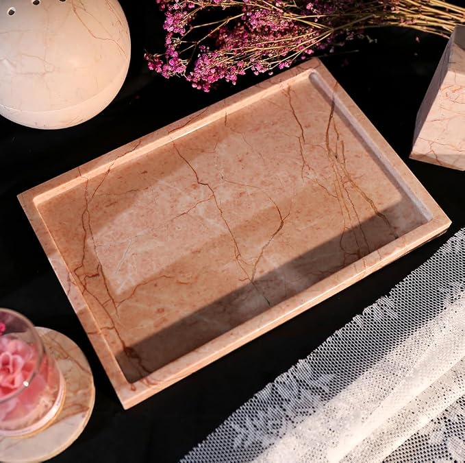 Real Luxurious Natural Marble Vanity Tray Genuine Marble Storage Tray - Image 7