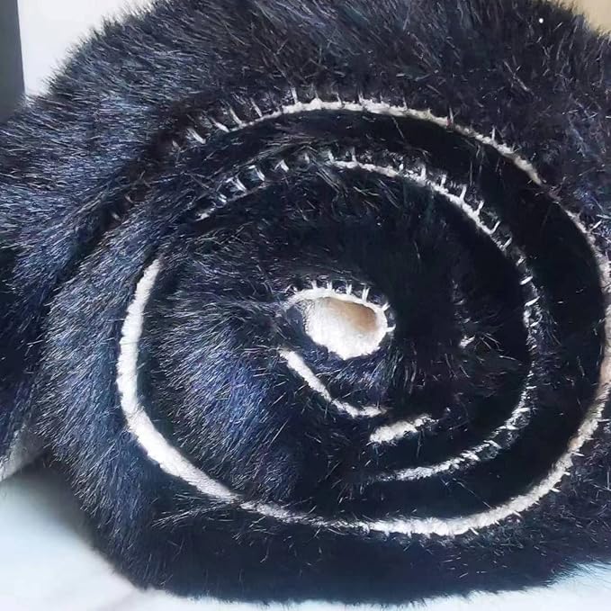 Ghouse Faux Rabbit Fur Round Rug 3ft Black Round Rugs - Image 7