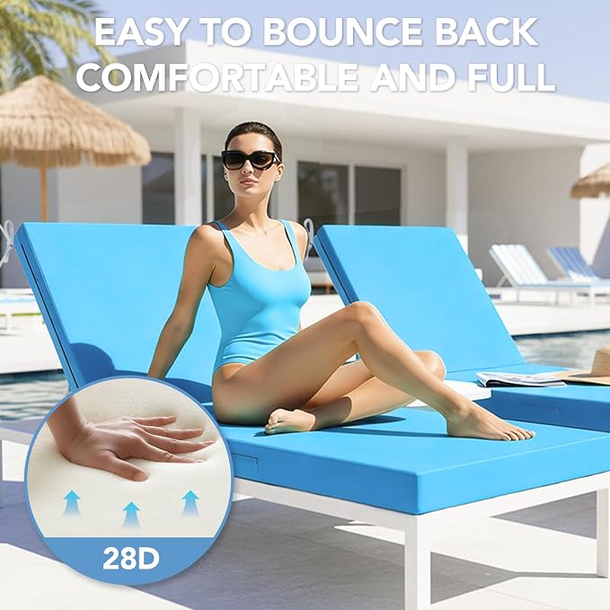 L'AGRATY Outdoor Lounge Chaise Cushion: 72x21x3 Inch Waterproof Lounge Chair - Image 3