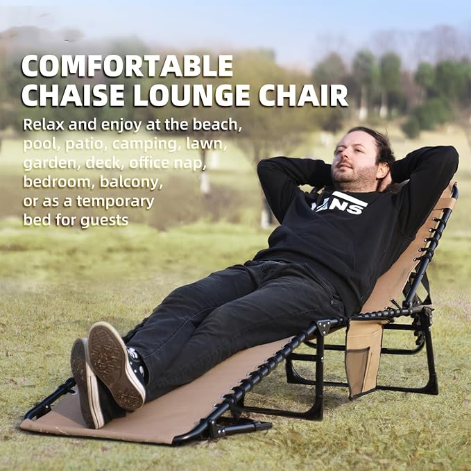 Folding Chaise Lounge Chair Bed - Image 6