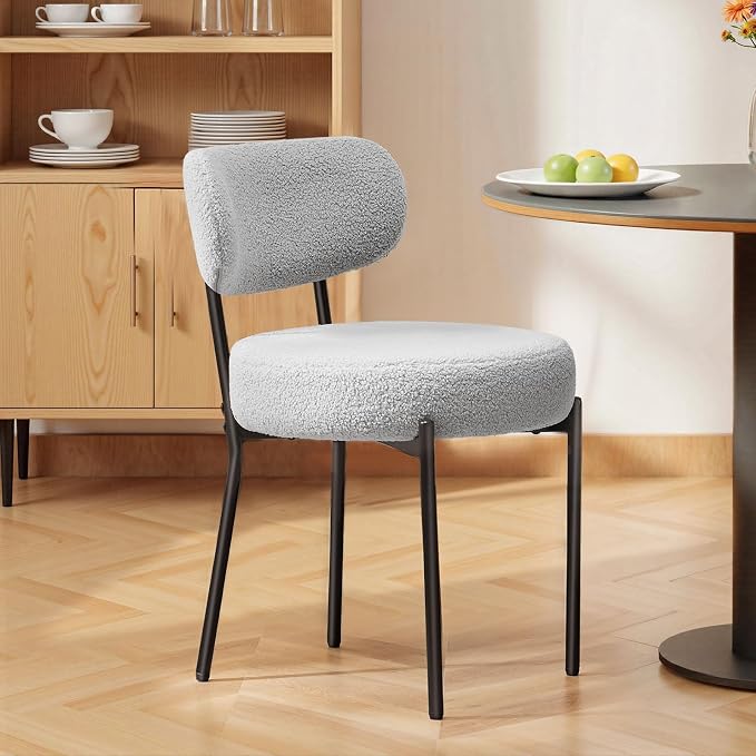 DUMOS Dining Chairs Set of 4, Mid Century Modern Chair Round Upholstered Curved - Image 7