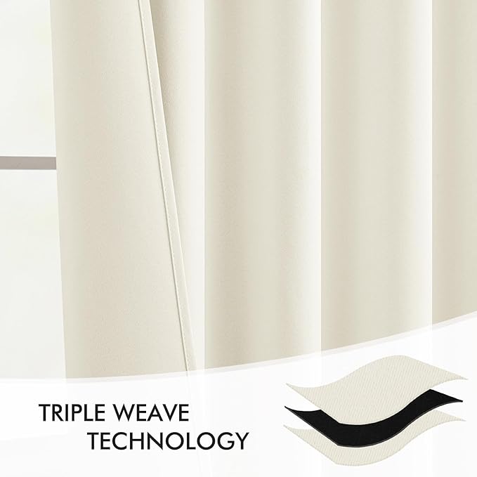 MIULEE Cream Back Tab Blackout Curtain 96 Inch Long 2 Panels Set - Image 7