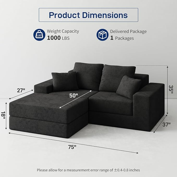 Cloud Modular Sectional Sofa, Comfy Boneless Couch - Image 3
