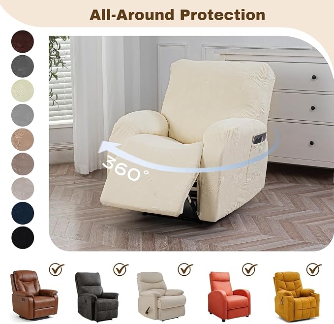 Gennia Recliner Chair Covers 3 Pieces, Waterproof Jacquard Reclining Chair Cover - Image 6