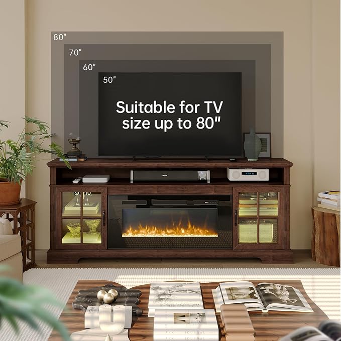 70" Farmhouse TV Stand with 36" Fireplace - Image 7