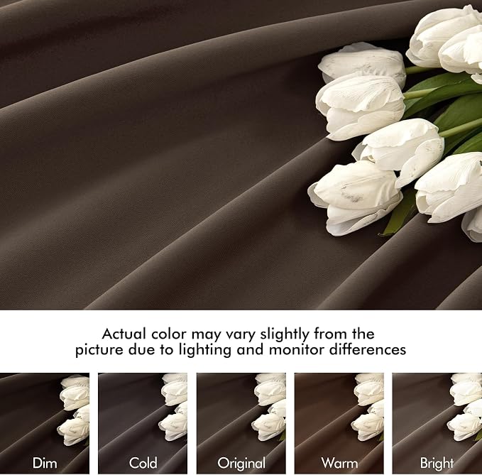 MIULEE Chocolate Brown Back Tab Blackout Curtains 84 Inch Length 2 Panels Set - Image 8