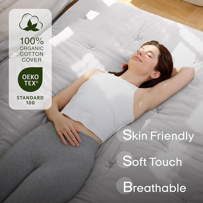 ZonLi Japanese Floor Futon Mattress Twin Size 75"x 39", 100% Cotton Cover 2.5'' - Image 2