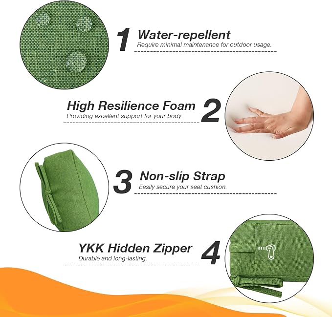 Unimatta Outdoor High Back Chair Cushion Seat Pads, 44 x 21 Inch - Image 3