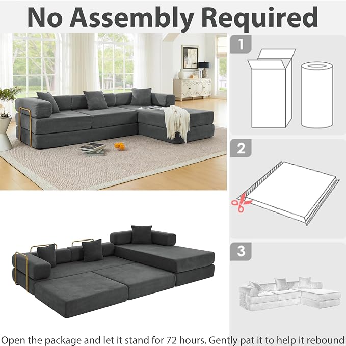 HANXIN 108" Modular Sectional Sofa, Futon Convertible Sofa Bed, Oversized - Image 3