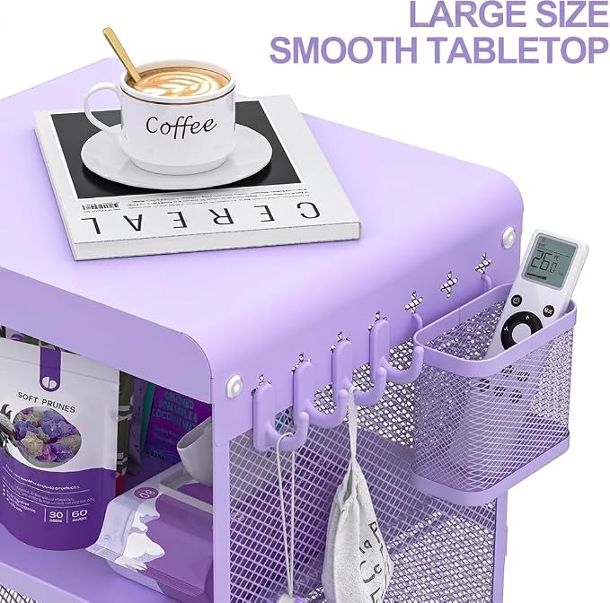 SYKIARIOL Kids Nightstand for Girls, Metal Bedside Table - Image 5