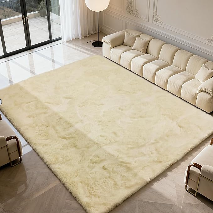 6x9 Fluffy Area Rug for Living Room, Shag Area Rugs for Bedroom, Ivory Soft - Image 6