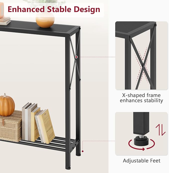 Tajsoon 2 Pack Console Table, 2 Tier Small Hallway Table, Narrow Sofa Table - Image 6