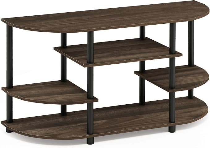 Furinno JAYA Simple Design Corner TV Stand, Columbia Walnut/Black - Image 4