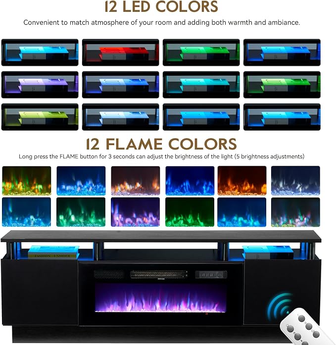 70" TV Stand for Living Room, Modern Entertainment Center & Media Console - Image 4