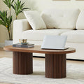 Oval Fluted Coffee Table, Farmhouse Wood Coffee Table Mid Century Modern Center by RUSTYER
