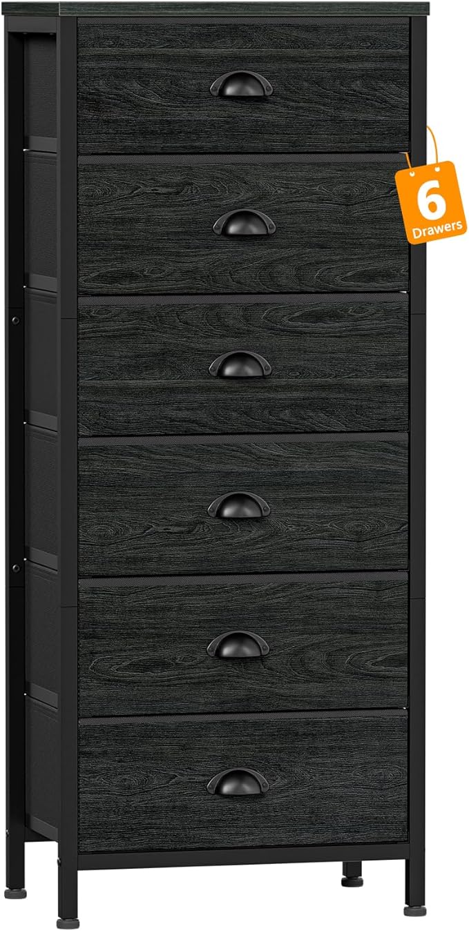 Furnulem Tall Dresser with 6 Drawers, Vertical Bedside End Table & Chest - Image 9