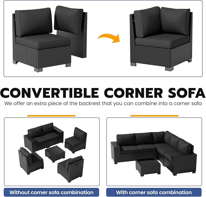 Patio Furniture Set, Wide Armrest Outdoor Furniture Set - Image 6